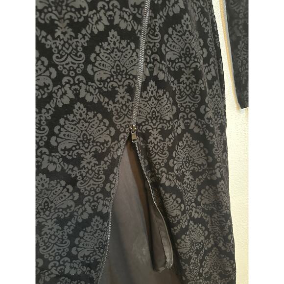 Rachel Roy Dress L Black Velvet Burnout Faux Wrap Asymmetrical Zip High Low Hem - Picture 5 of 16